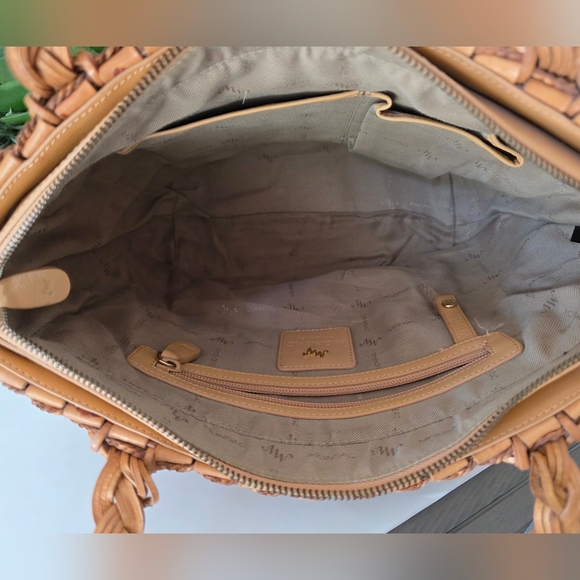 Monsac Original Y2K Era Woven Leather Tote/Braided Handle/Boho Chic/Tan Leather - Picture 10 of 16